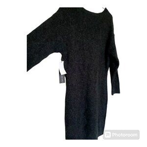 Charcoal Heather Black Tape V-Neck Sweater Dress NWT
